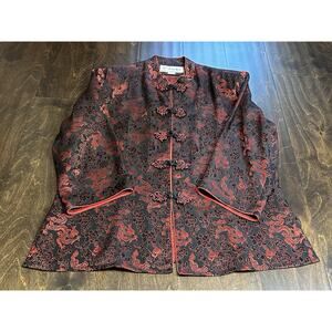 VTG Ling Yun Dragon Blazer Jacket Red & black SZ XXL (US XL) Evening Work Wear